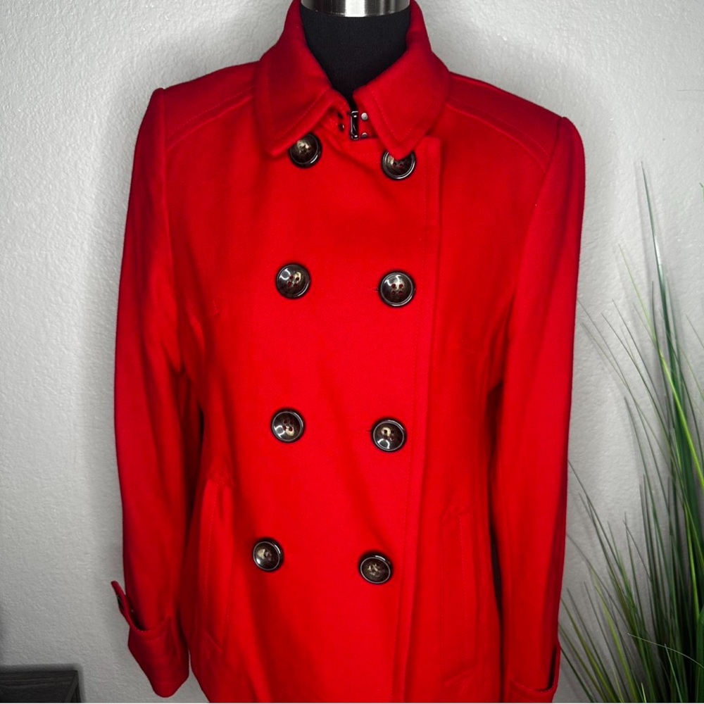 Red JCPenney wool blend peacoat